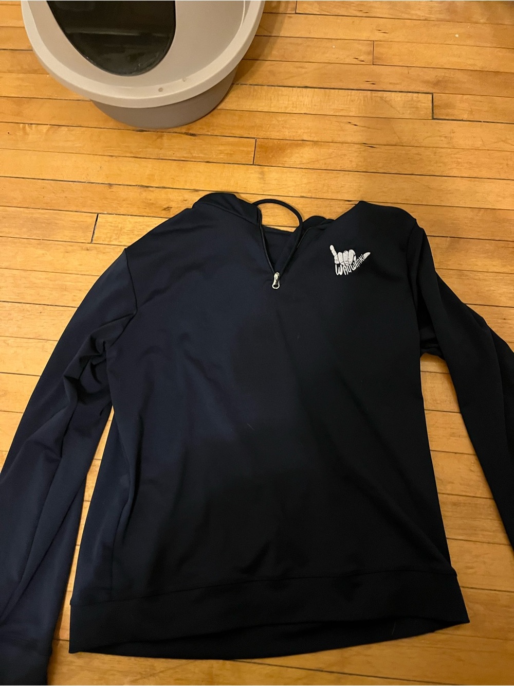 Navy Quarter-Zip Pullover with White Logo